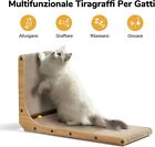 Tiragraffi per Gatti a Forma di L Verticale con Palla Giocattolo Tappetino Gatto