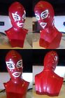 Prototipo di busto di donna con maschera e tuta di latex - Rosso, fetish