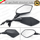 COPPIA SPECCHIETTI RETROVISORI MOTO CROSS SCOOTER CUSTOM CARBON LOOK M8 / M10