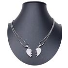 Cuore Ciondolo Spezzato Argento 2 x Collana Acciaio Uomo Donna Amici A/01