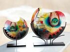 Giant 37cm Striking Picasso Tribute Art Glass Vase On Metal Stand Left