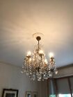 Lampadario Classico Marie Therese Ottone 8 Luci con gocce pendenti di cristallo