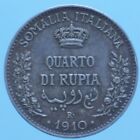 SOMALIA ITALIANA VITTORIO EMANUELE III 1/4 RUPIA 1910 ROMA ARGENTO SILVER MONETA