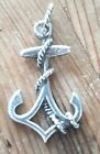 Silver Anchor Charm Solid Silver Anchor & Rope Charm Large 925 Silver Anchor