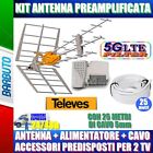 KIT ANTENNA DIGITALE TERRESTRE PREAMPLIFICATA TELEVES CON IMPIANTO COMPLETO