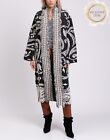 RRP €252 ICONA By KAOS Woven Long Wrap Coat Size S Alpaca & Wool Blend Fringes