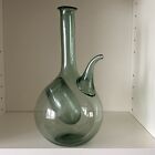 Vintage Hand Blown Italian Green Glass Wine Bottle Decanter Ice Chamber Tank