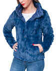 Pelliccia piumino donna invernale blu cobalto pellicciotto giacca elegante