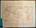 Antica mappa Planisfero Mappamondo Proiezione Mercatore 1864