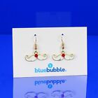 Bluebubble MERRY CHRISTMAS Santa Moustache Earrings Kitsch Retro Funky Festive