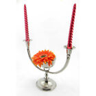 Candelabro in peltro con vasetto per fiori