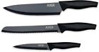 3 Pezzi Set Coltelli da Cucina Professionali Neri - Chef Knife - Inox