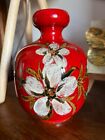 Red Flower Ceramic Pottery Vase Made In Italy