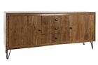 CREDENZA BUFFET ETNICO VINTAGE INDUSTRIAL LEGNO MASSICCIO FERRO cm 180 X 40 H 77