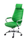 Poltrona sedia ufficio girevole regolabile HLO-CP9 cromato ecopelle verde