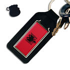 ALBANIA ALBANIAN FLAG EAGLE LEATHER KEYRING / KEYFOB