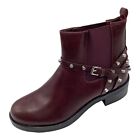 Womens Ladies Wine Faux Leather Low Heel Winter Shoes Ankle Boots Size UK 5 New