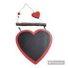 Lavagna in ardesia nera con cornice in legno colorato a cuore da appendere
