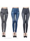 LEGGINS DONNA -3PZ-PANTACOLLANT EFFETTO JEANS TAGLIA UNICA BLU/NERO/GRIGIO