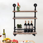 Industrial Pipe Shelf Wine Rack Bar Wall Mounted Shelves+ Glass Bottle Holder UK