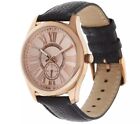 NEW Bronzo Italia Watch Rose-tone Black Genuine Leather Strap Sold On QVC $129