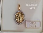 Ciondolo pendente medaglia madonnina miracolosa religiosa sacra in oro 750 18kt