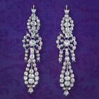 ANTIQUE VICTORIAN FRENCH PASTE DROP EARRINGS SILVER