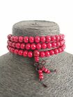 Bracciale collana mala tibetano 108 GRANI 8mm rosario buddista elastico rosso