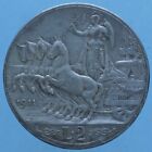 VITTORIO EMANUELE III 2 LIRE 1911 QUADRIGA VELOCE ARGENTO SILVER NUMISMATICA