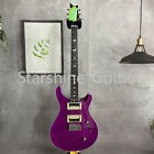 6 String Purple Electric Guitar Handmade Chrome Part Solid Body Fast Ship