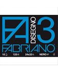 1721772 Fabriano F3 Nero 24X33 125G/M2 (10 Fogli) Album Disegno, Multicolore, 24