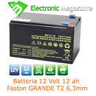 BATTERIA 12V 12A PIOMBO GEL AGM ALLARMI UPS ELETTRONICA 12AH COME FG21202 FIAMM