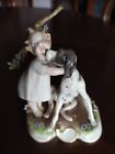 BAMBINA CON CANE - PORCELLANA - GIUSEPPE CAPPE  - CAPODIMONTE - ORIGINALE- USATO