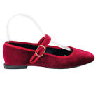 Scarpe ciabatte ballerine friulane donna ragazza cinturino Mary Jane, RED