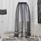 Lace Women Tulle Skirt Mesh Sheer Pleated A-line Elastic Waist Petticoat