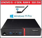 Lenovo Mini PC Desktop i5 Ram 8GB SSD 256GB Computer Fisso Ricondizionato WiFi ^