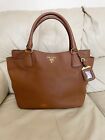 PRADA Brown Vitello Daino Leather Tote Bag