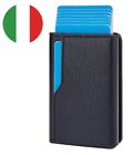 Portafoglio Uomo Pelle Pu Slim Porta Carte Di Credito RFID PER TESSERE  BANCOMAT