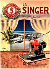 SINGER MACCHINE PER CUCIRE PUBBLICITÀ VINTAGE BUON NATALE ANNI  50 poster 70x50