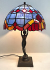 LAMPADA TIFFANY DONNA OTTONE 48 cm VINTAGE SCRIVANIA TABLE LAMP MOSAICO VETRO