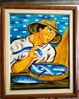 GIUSEPPE MIGNECO - 40 X 50 OLIO SU TAVOLA  - PESCATORE - COPIA D AUTORE