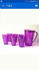 TUPPERWARE:  NUOVO SET CARAFFA  2 L + 6 BICCHIERI LINEA PRISMA COLORE VIOLA!