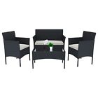 Set salotto mobili giardino in rattan divano poltrone tavolino giardino nero