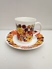 Vintage Retro Elizabethan Portobello No 1 Coffee Cup And Saucer Floral Orange