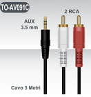 CAVO CONNETTORI SPINA 2 RCA JACK AUX 3.5 mm MASCHIO 3 M ADATTATORE AUDIO VIDEO