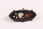 Brosche Italien Mosaik Mikromosaik Mille Fiori Onyx um 1880 Florenz Blume