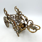 Jerusalem wine bottle holder cart with bell Vintage ornate brass 70s