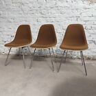 +pcs  eames dsx chair Herman Miller Vitra Offwhite Brown fabric Fiberglass 1970s