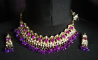 Indian Necklace Earring Set  Purple Jewellery Bollywood Choker Girls Party Wear