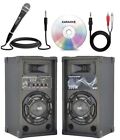 IMPIANTO KARAOKE : 2 CASSE AMPLIFICATE BLUETOOTH + MICROFONO + CAVO PC  VANBASCO